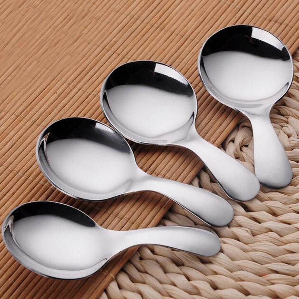 4pc Ice Ceram Spoon Small Stainless Steel Short Coffee Tea Cutlery Set Sugar