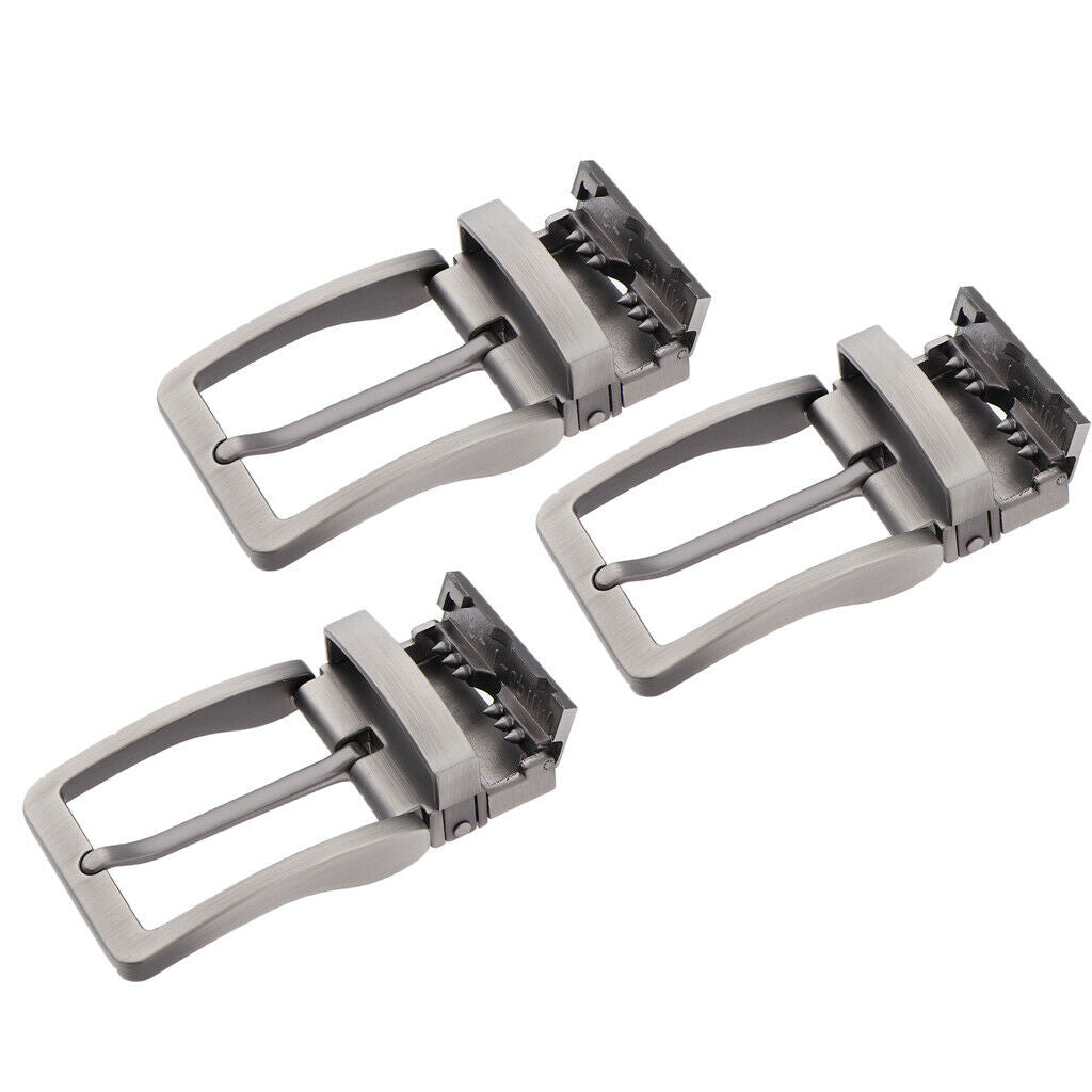 3 Pieces Metal Reversible Belt Buckle Single Prong Replacement Pin Buckle Retro