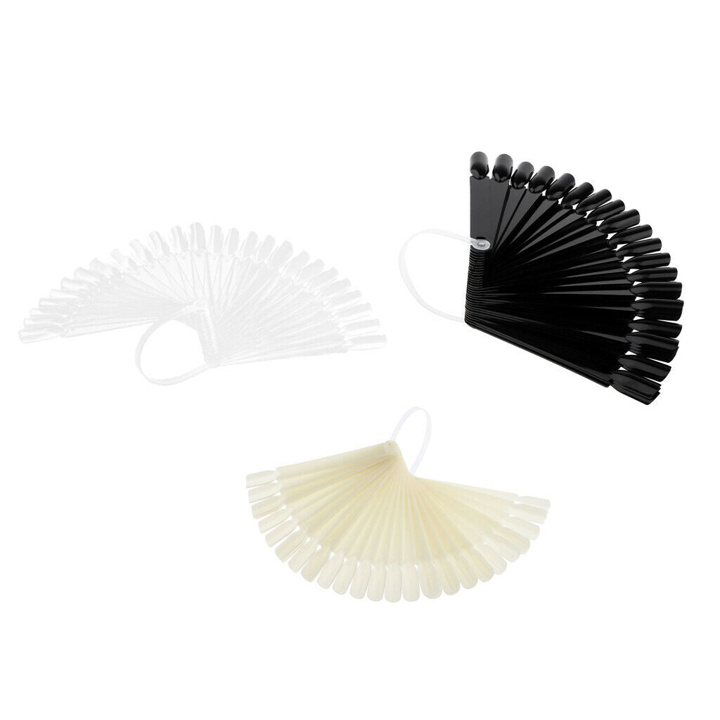 64 Pieces Fan-shaped Plastic Nail Art Tips Display Board Practice Sticks