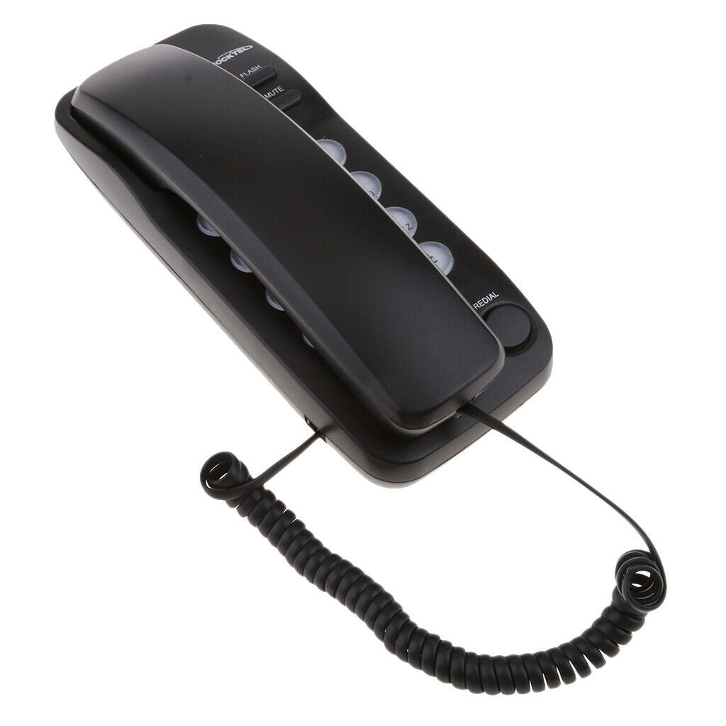 Multifunction Mini Corded Desk Phone Office Fixed Business Wired Black