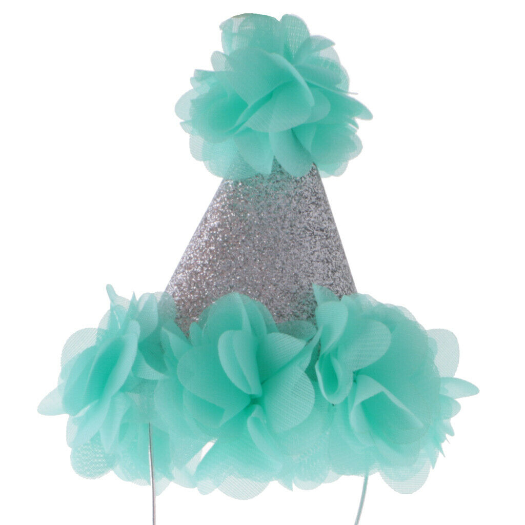 Baby Girl Boy Infant Toddler Tulle Flower Kids Birthday Party Cone Hat Green