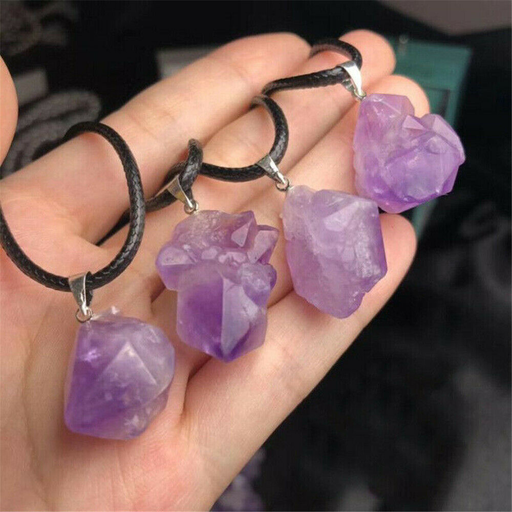 Natural Amethyst Crystal Chakra Pendant Healing Reiki Necklace Jewelry Gifts