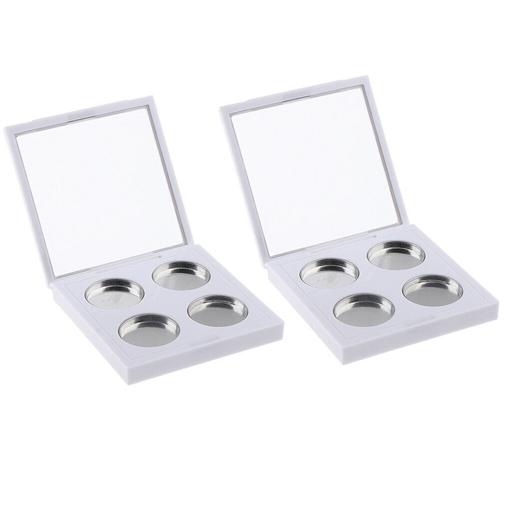 2 Pcs White Empty Eye Shadow Makeup Containers Case Palettes With 4pcs Small