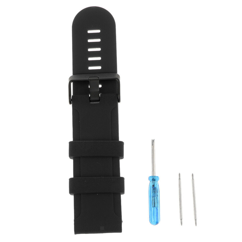 For Suunto  Watch Soft Silicon Wrist Band Strap & Clasp 25mm Black