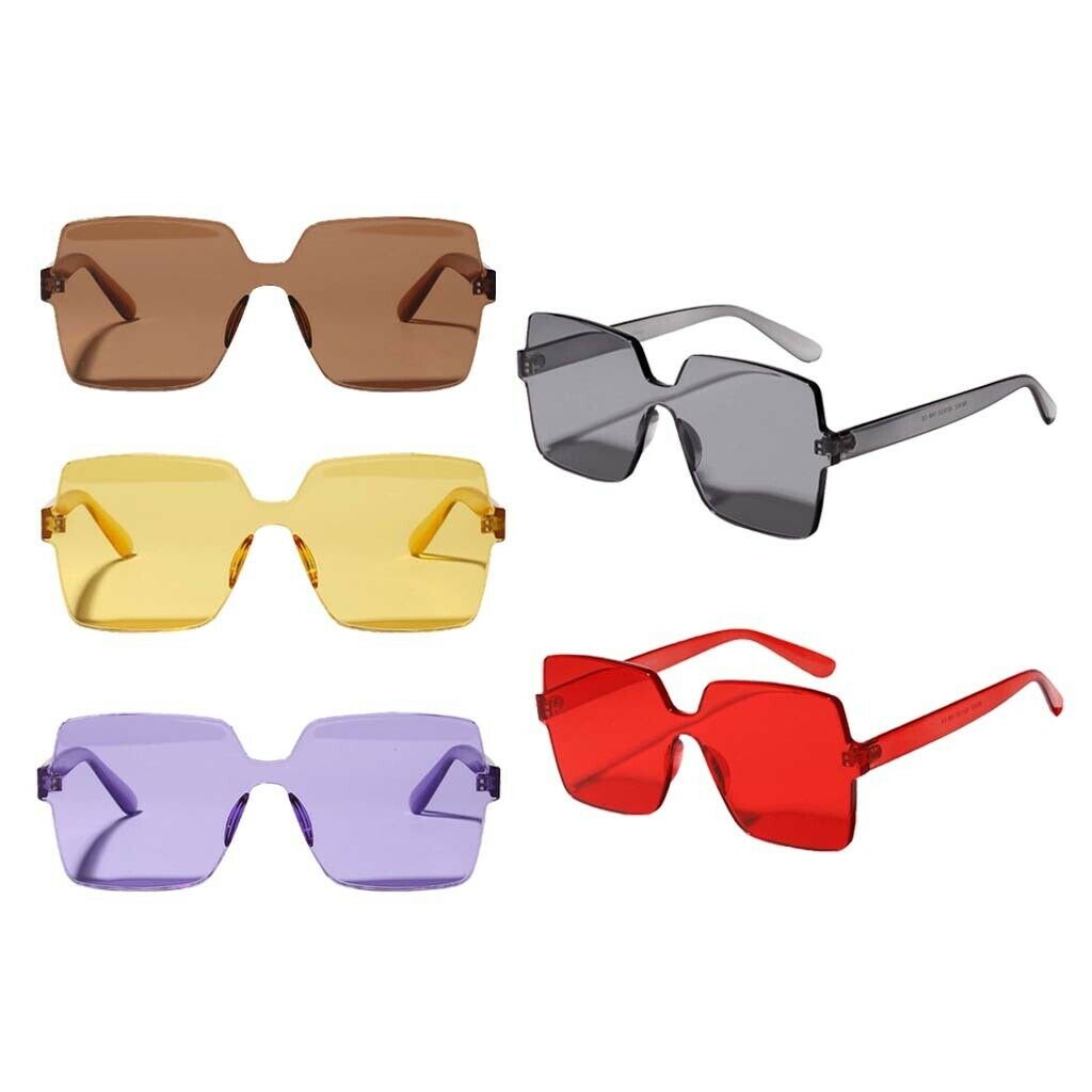 5 Pieces One Piece Sunglasses Square Rimless Summer Eyeglasses Party Eyewear