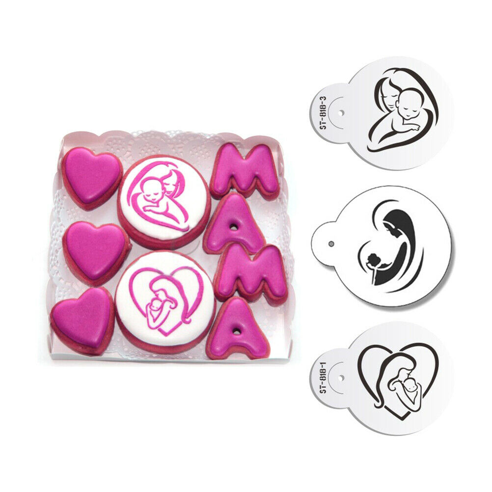 3pc Mom Love Baby Cookie Cake Stencil  Cupcake Stencil for Decorating Too.l8