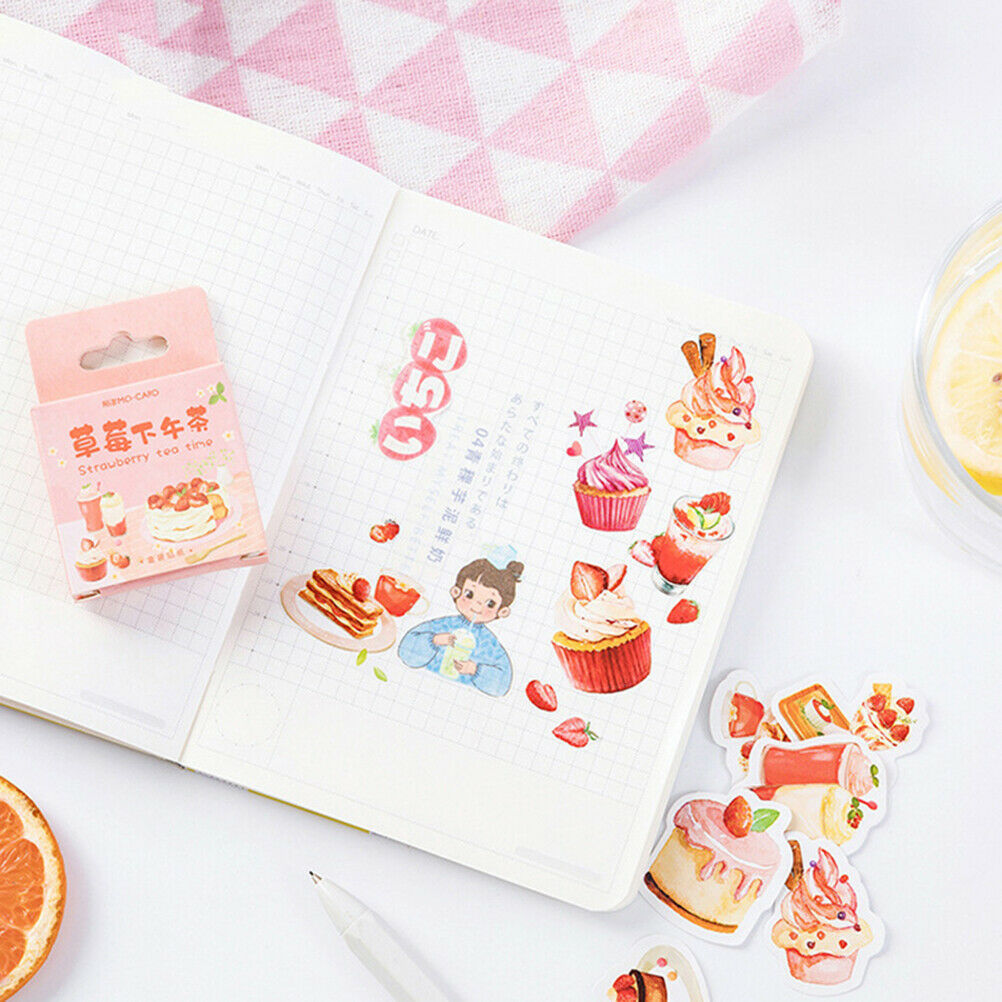46pcs Cute strawberry dessert DIY Diary Craft Stickers Scrapbooking decor.l8