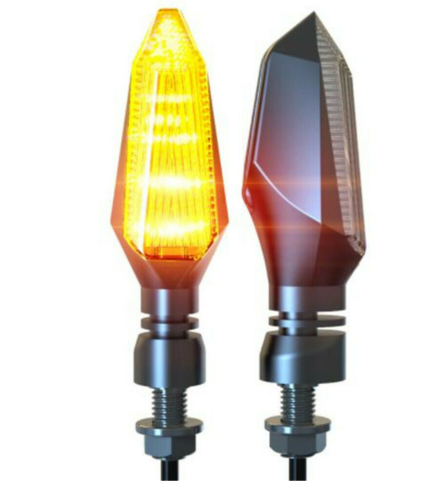 2X Universal Motorcycle LED Turn Signal Indicators Amber Light Black Acrylic 12V