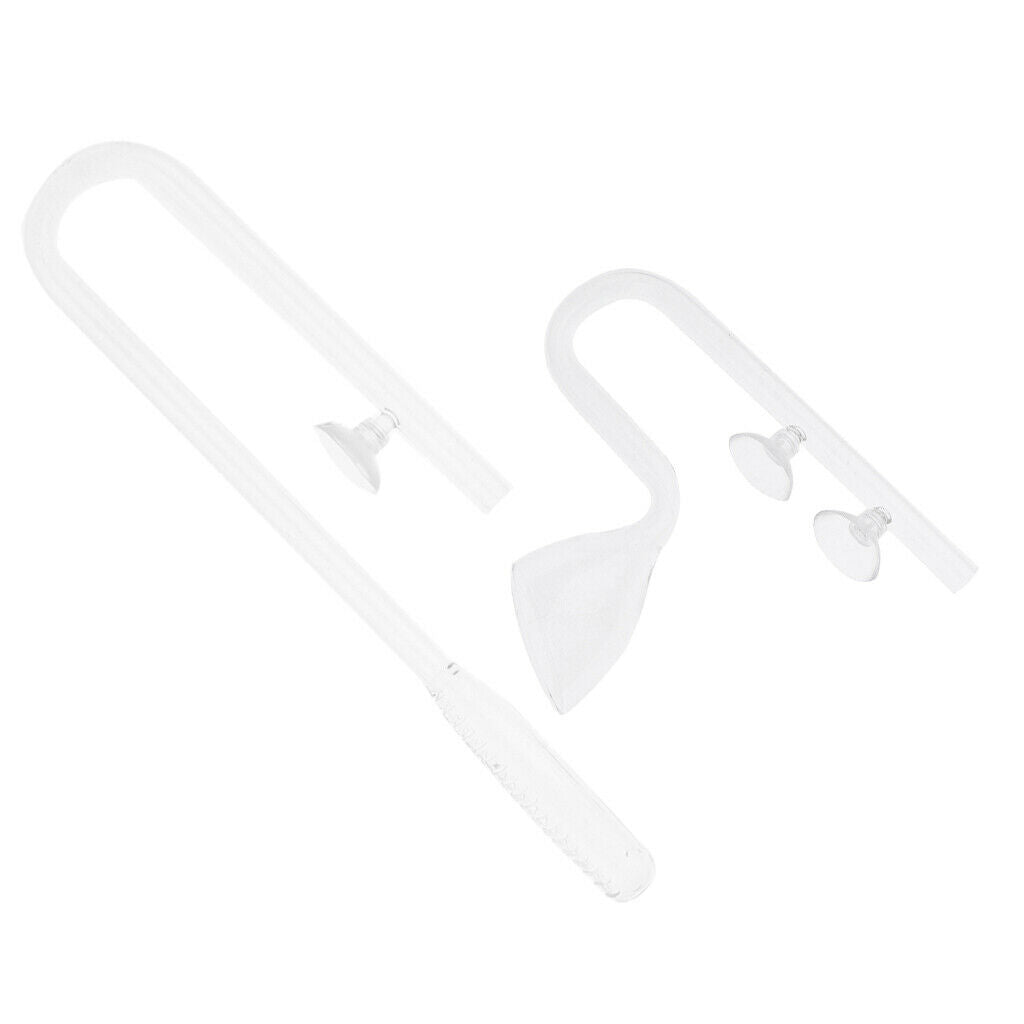 2x Aquarium Fish Tank Glass Lily Pipe In/Outflow Water Lily Filter Pipe 13mm