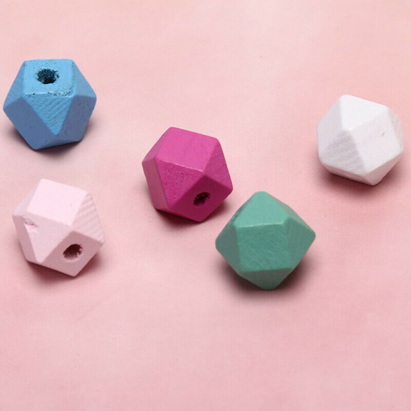 30Pcs/Set Wood Colorful Cone Geometric Loose Spacer Beads DIY Making Jewe.l8
