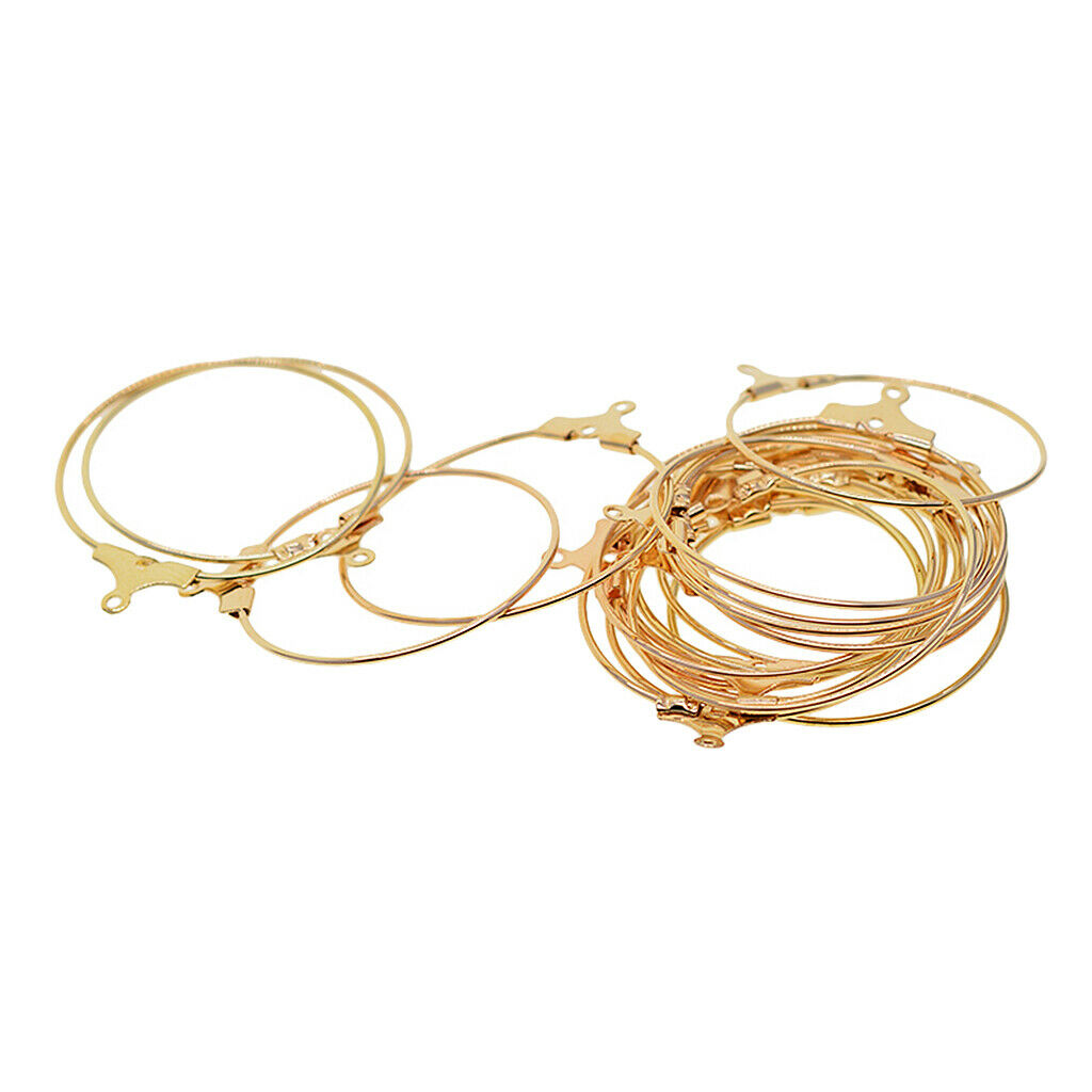 20-Piece Beading Hoop Earring Finding Components W/ Loop Big Round Plated