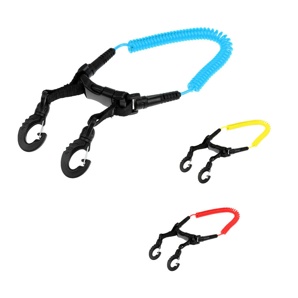 Scuba Diving Coil Camera Lanyard with Clips & Quick Release Buckle blue
