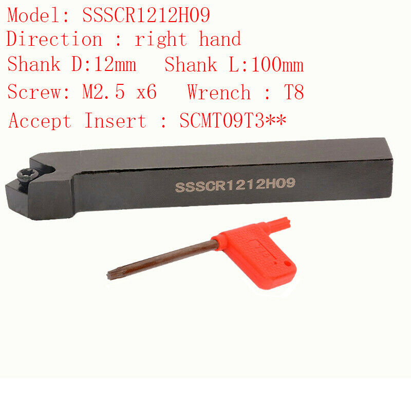 45° SSSCR1212H09 (12mm ×100mm )Lathe tool holder for SCMT/SCGT09T3 CNC INSERT