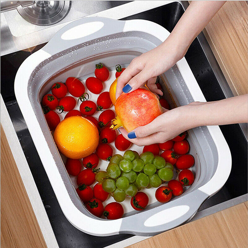Multifunction Collapsible Cutting Board Dish Tub 3In1 Folding Sink Drain BasBDA