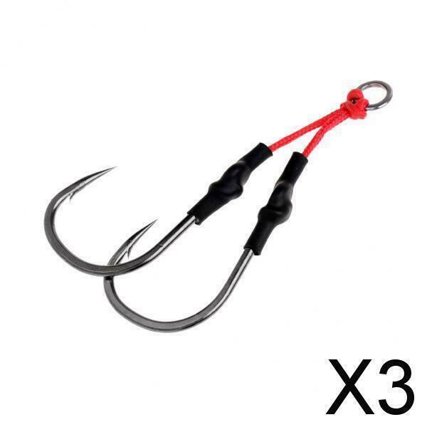 3X Fishing Dual Hook with PE Line Super Strong Jigging Jig Barbed Hooks 8