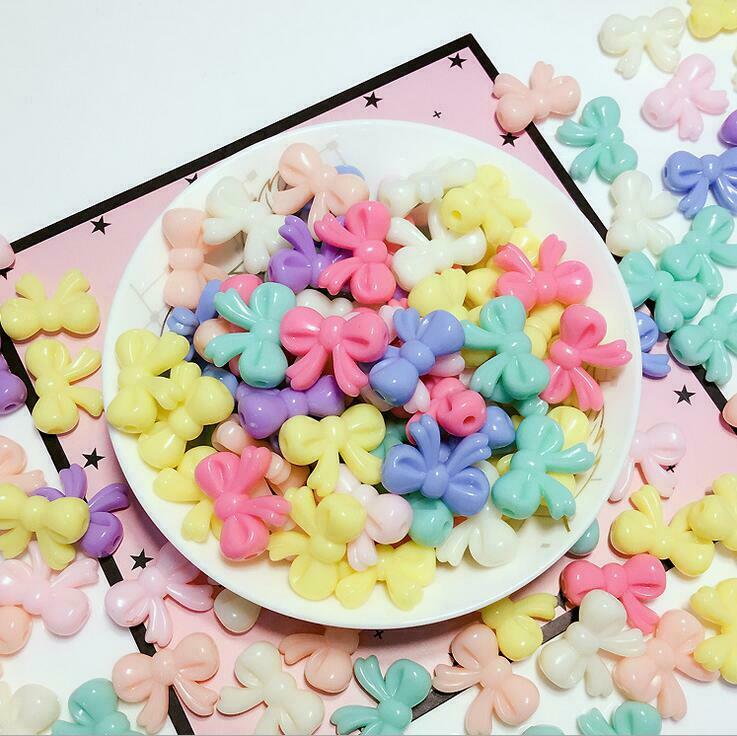 100X Acrylic beads Bowknot beads DIY Children necklace Bracelet accessorie 20mm