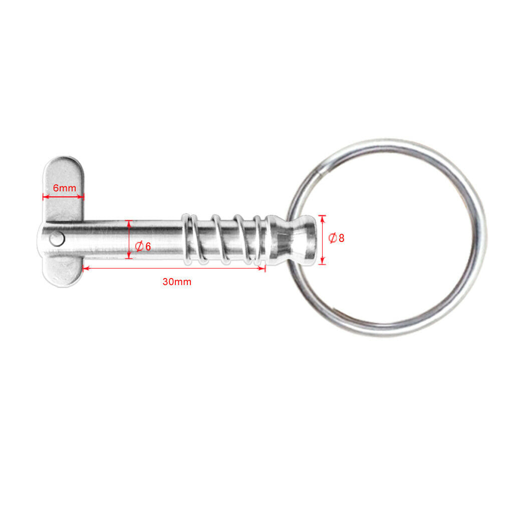 2xStainless Steel Quick Release Pin Pull Ring for Boat Bimini Top Deck Hinge