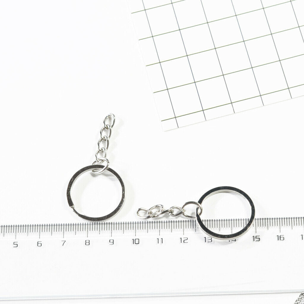 2X 50 Pieces 25mm Split Ring with Chain Keyrings DIY Keys findings Clasp