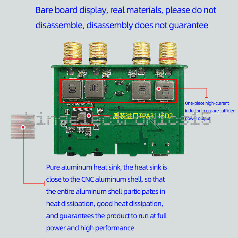 50WX2  TPA3116D2 HIFI 2.0 Stereo Bluetooth Digital Power Amplifier Board