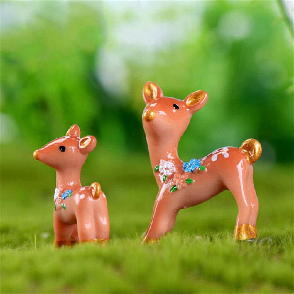 2Pcs Lovely deers Miniatures For Fairy Garden GnomesMossTerrariumsDecorati.l8