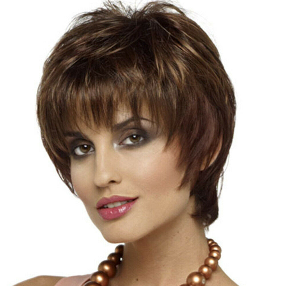 Wigs Short Boy Cut Synthetic Capless Women's Straight Fashion Highlights