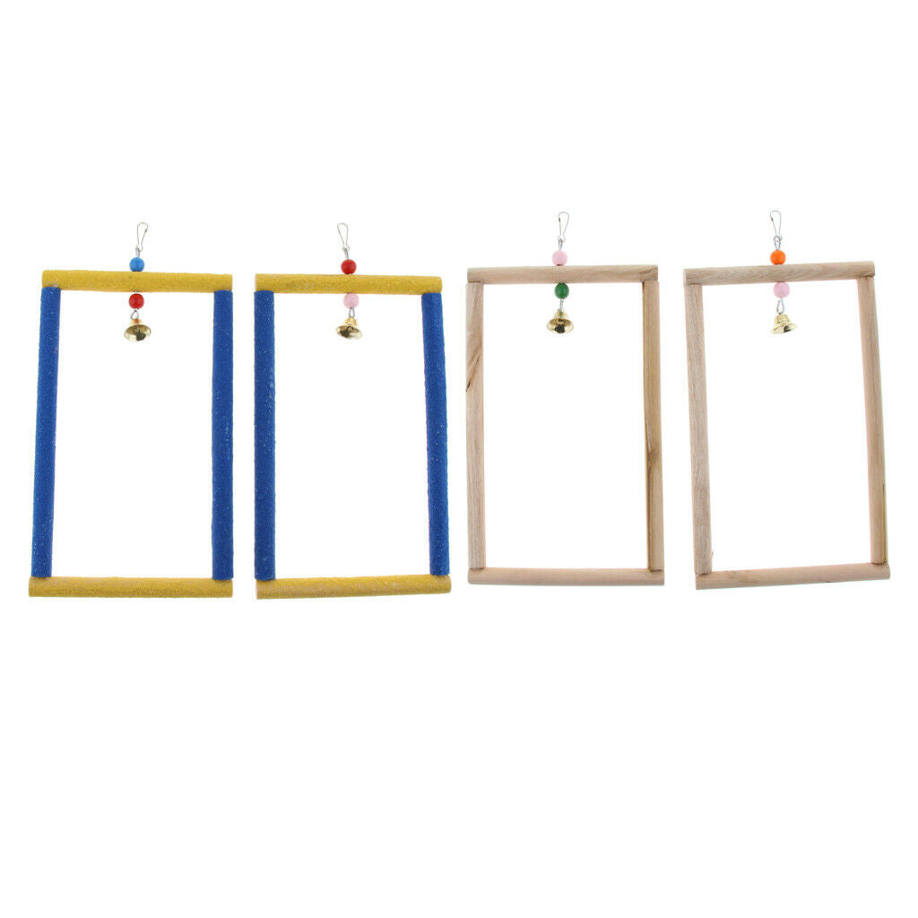 2x Pet Bird Cage Hanging Parrot Parakeet Stand Wood Swing Perch Ladder Sandy
