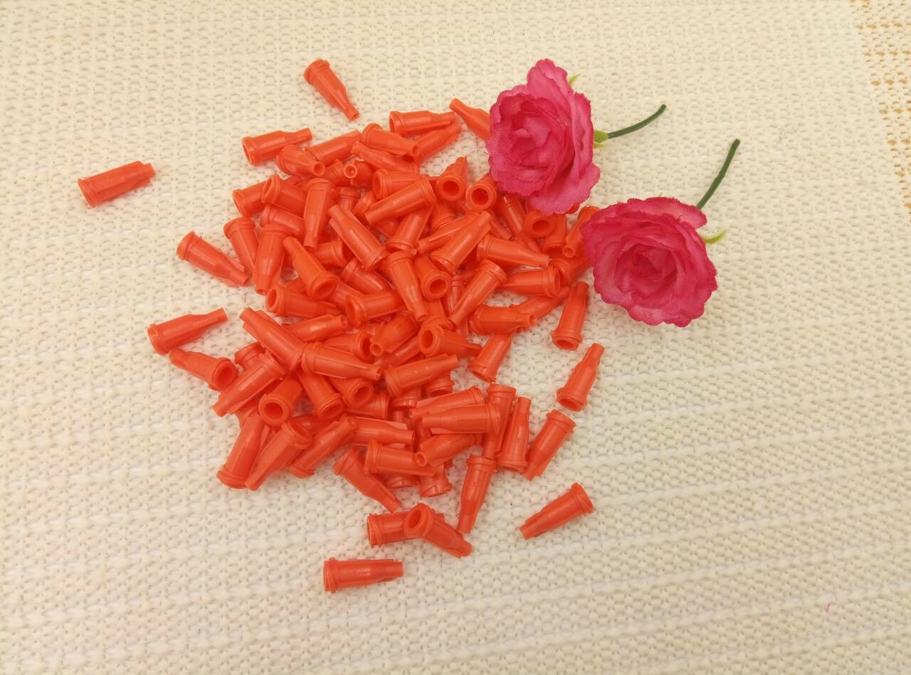 100PCS Orang Lock Syringe Tips Caps Injector Dispensing Needle Sealing Plug