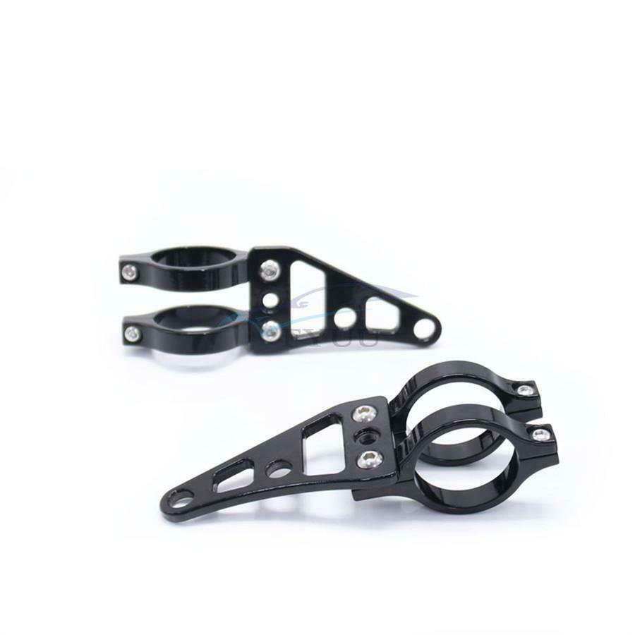 2PCS Motorcycle CNC Aluminum Alloy Front Fork Headlight Mounting Bracket Black