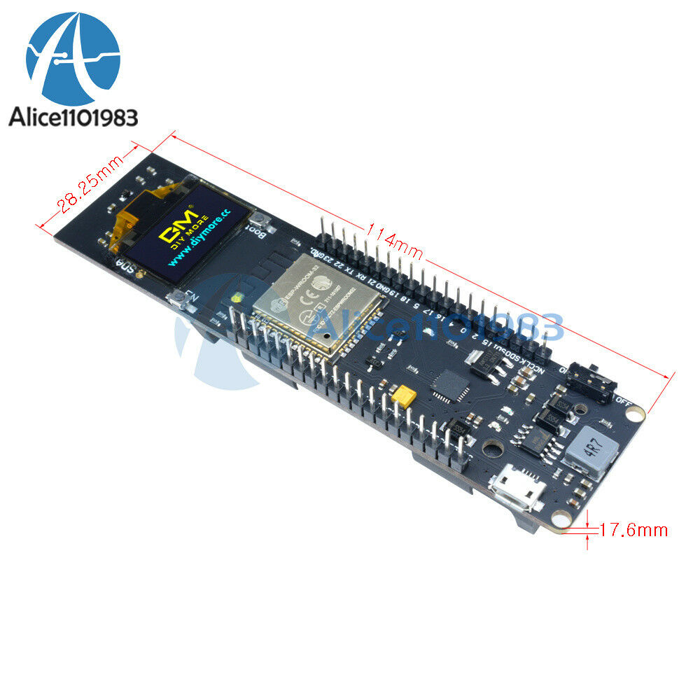 0.96 inch Yellow&Blue OLED ESP32 WiFi Bluetooth 18650 CP2102 Development Board