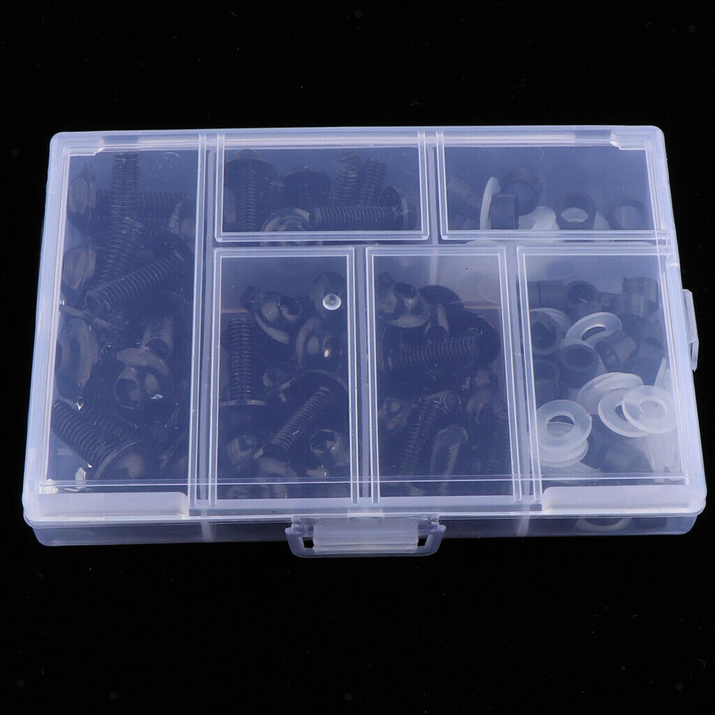158Pcs Motorcycle Metal Complete Fairing Bolt Kit Bodywork Screws Nuts - Black