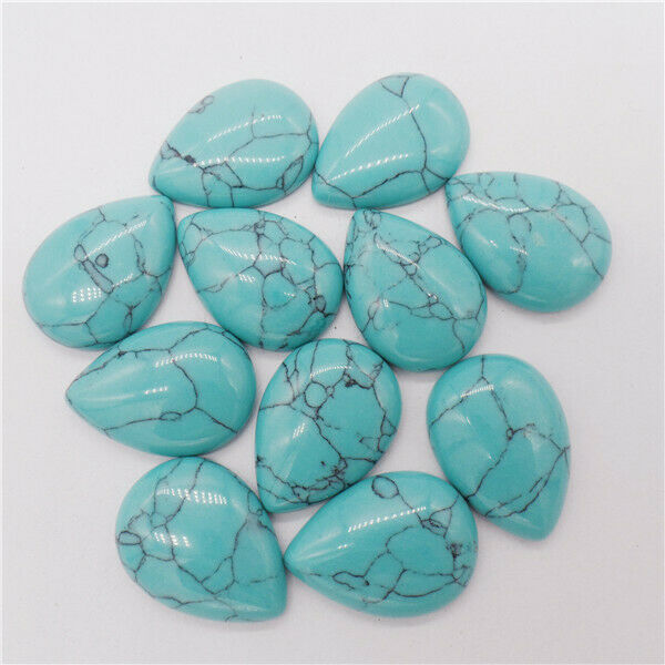 15Pcs 25x18x6mm Wholesale Green Turquoise Teardrop Cab Cabochon DIY HH9665