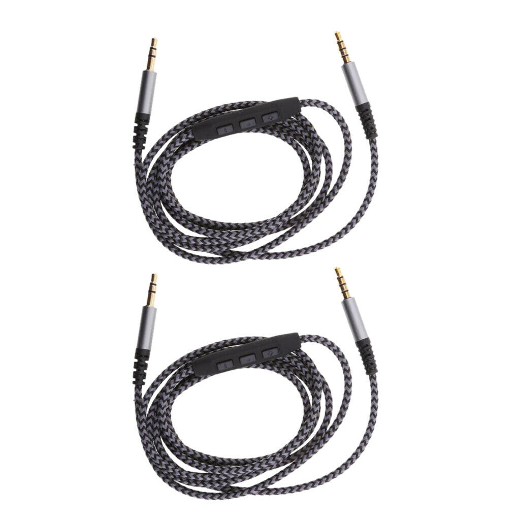 Set of 2 Universal 3.5mm Stereo Jack Audio Speaker Cable w/ Control Volume Line