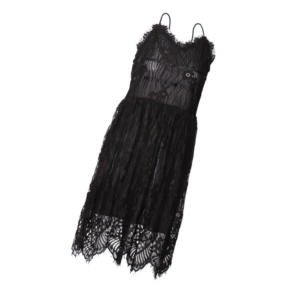 Women Summer V-Neck Spaghetti Straps Lace Backless Party Club Beach Dress