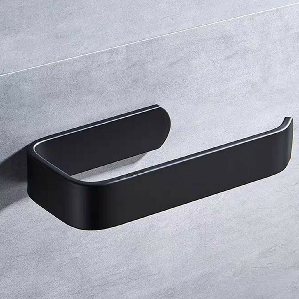 Black Bathroom Toilet Paper Holder Towel Tissue Wall Mounted Roll Stand Hook