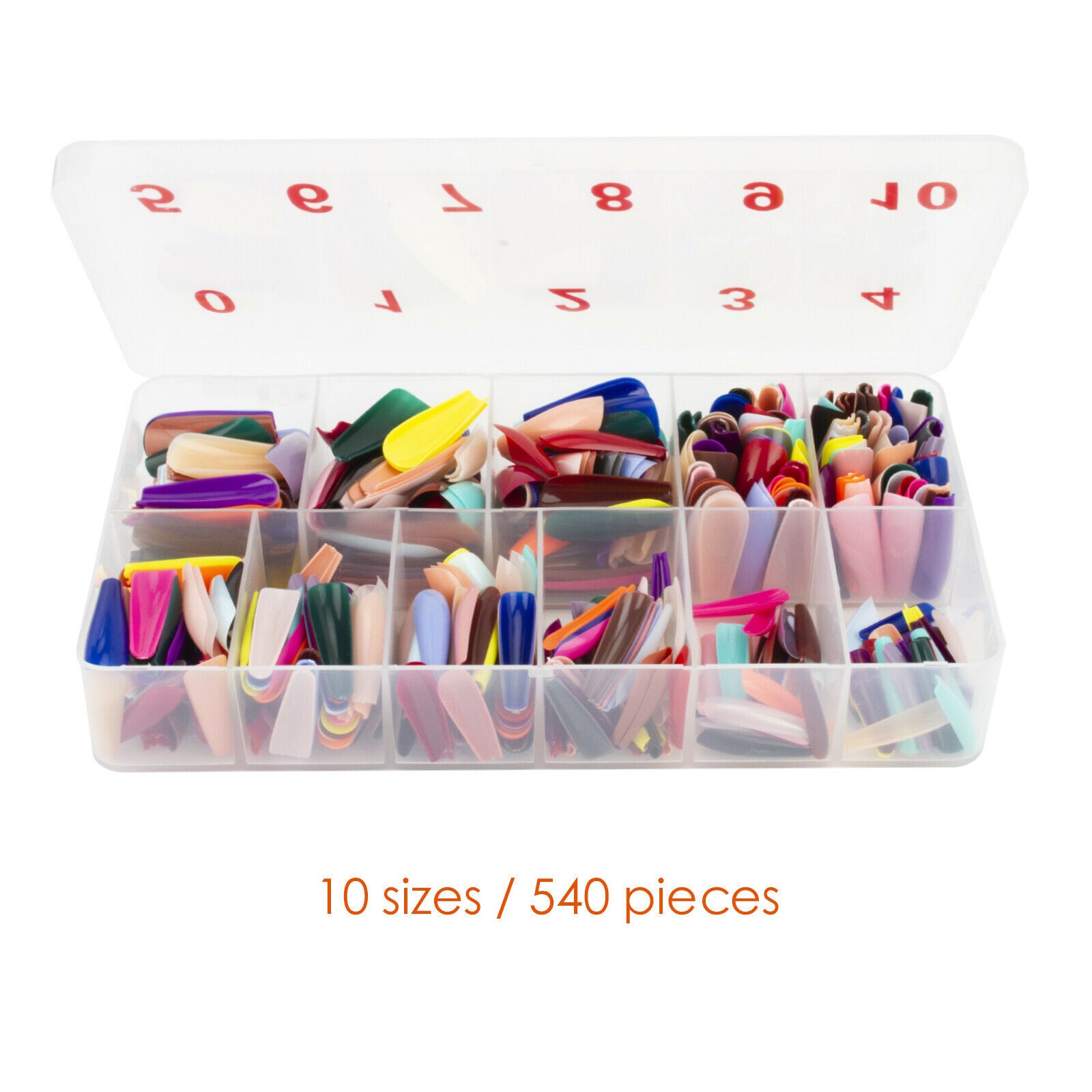 540pcs/Box Mixed Colors Acrylic Long Ballerina Coffin Tips False Nail Full Cover