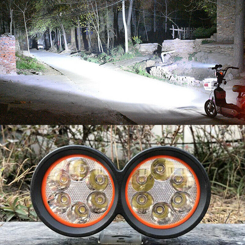 Motorcycle Bike LED Front Dual Spot Light Headlight Driving Waterproof Fog Lamp