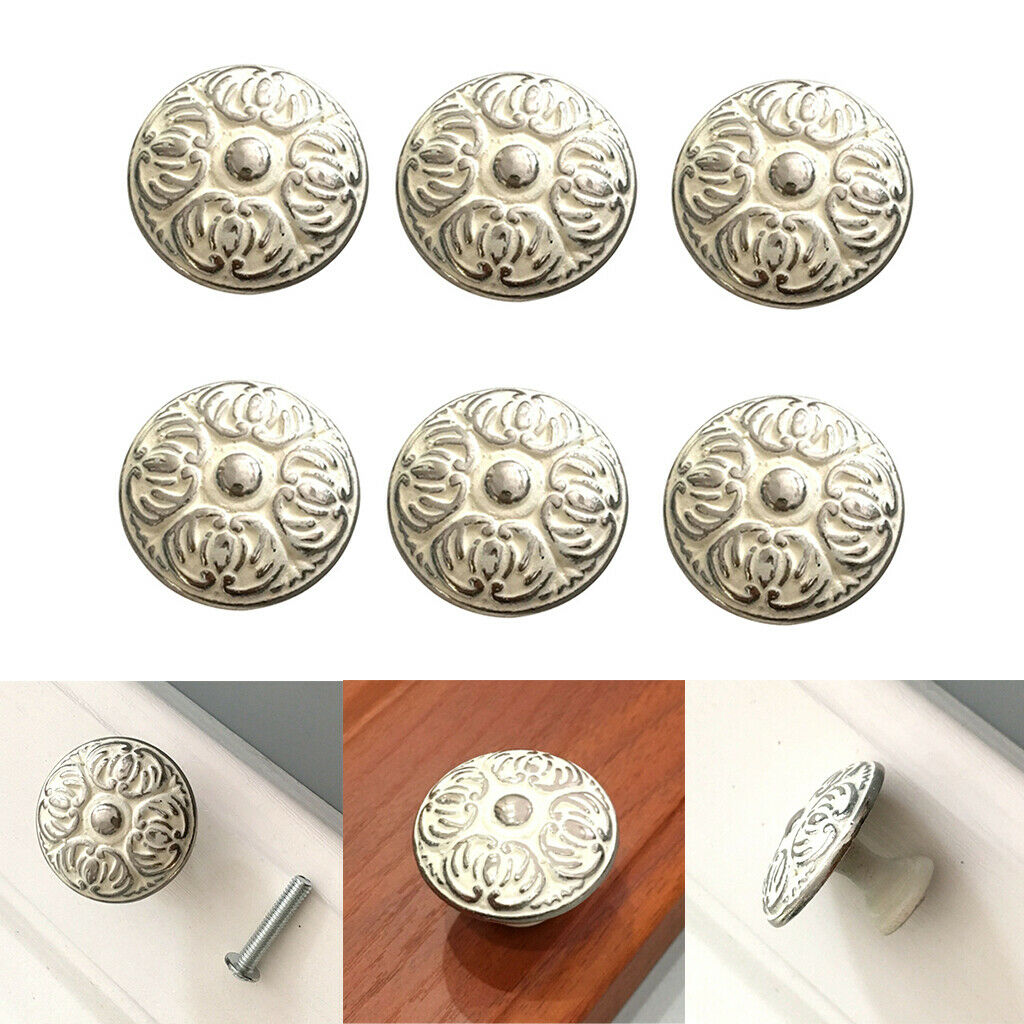 6xKitchen Cabinet Knobs Cupboard Zinc Alloy Handles Wardrobe Furniture Pulls
