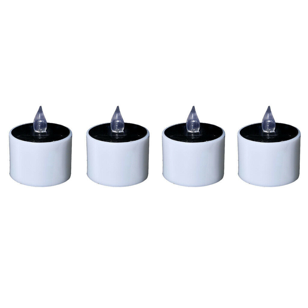 4x Flameless LED Tealights Electric Bulb Solar Operated Realistic and Bright
