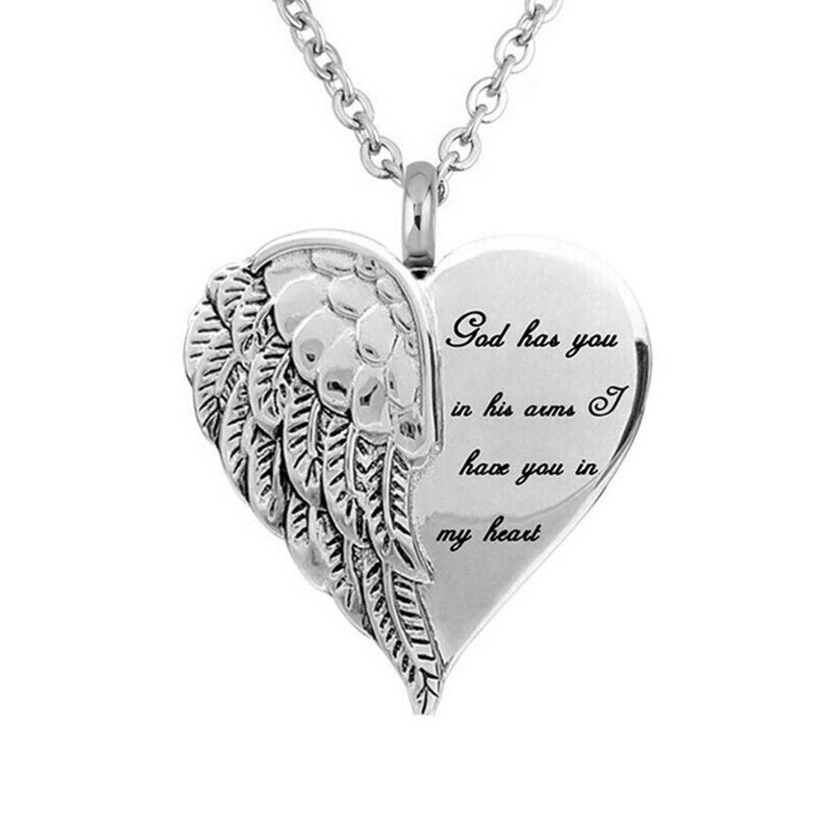 New Angel Heart God has you in his Arms Urn Ashes Cremation Memorial Necklace