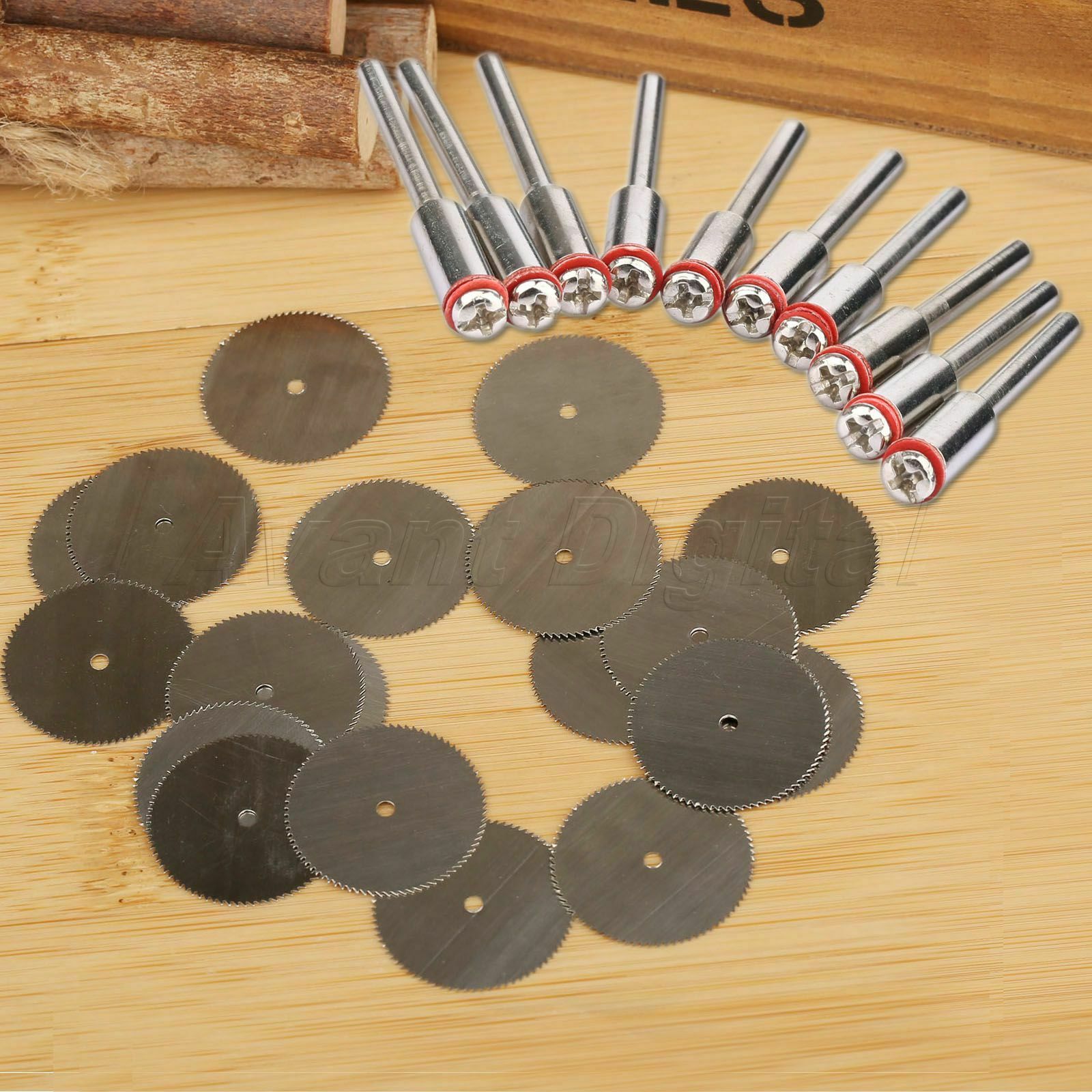 20pcs 25mm Steel Plastic Wood Cut Off Wheel Saw Blade Disc Rotary Tool & Mandrel