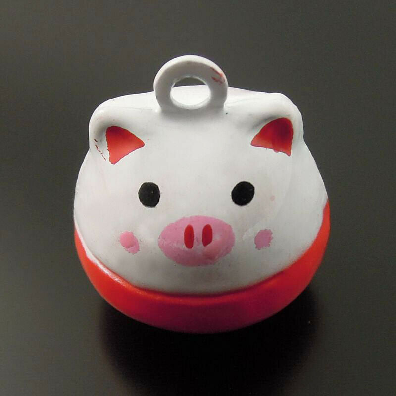 10 pcs Painted Brass Jingle Bell Cute Pig For Pendant Keychain Crafts 20*18*18mm