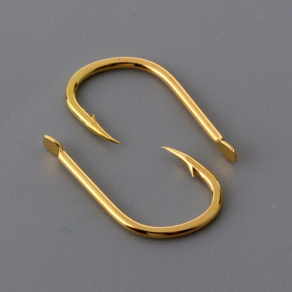 Golden Strong Carbon Steel Sharp Bend Fishing Hooks with Barbs 13mm x  5.5mm