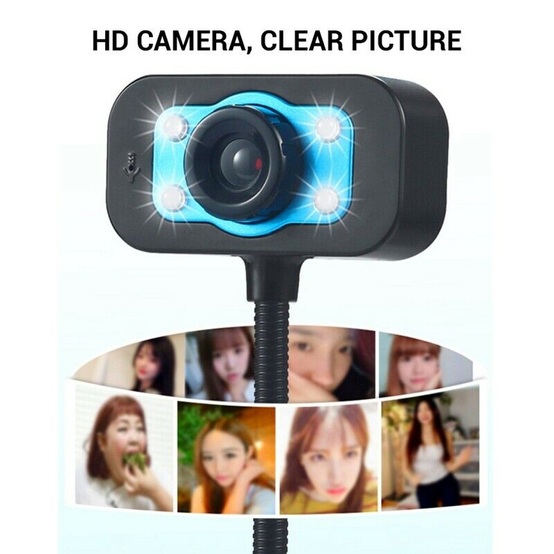 2X(Web Camera USB High Definition Webcam 4 Led Web Cam with MIC Desktop forU9R8)