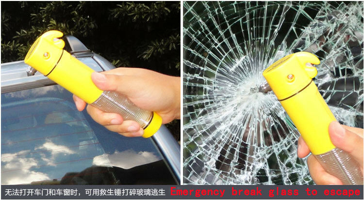 Car Safety life saving Hammer Auto tool With Warnin Flashlight Multi Function