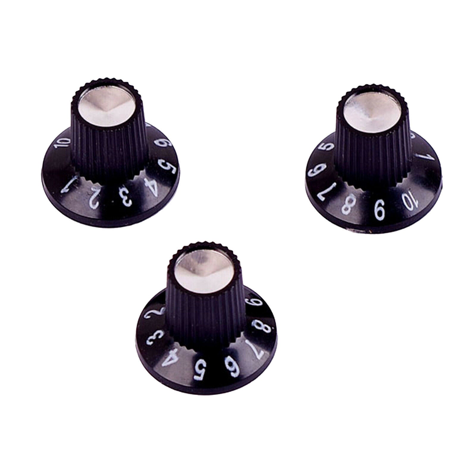 3pcs Black Guitar Bass Top Hat Knobs Speed Control Knobs Volume Tone Set