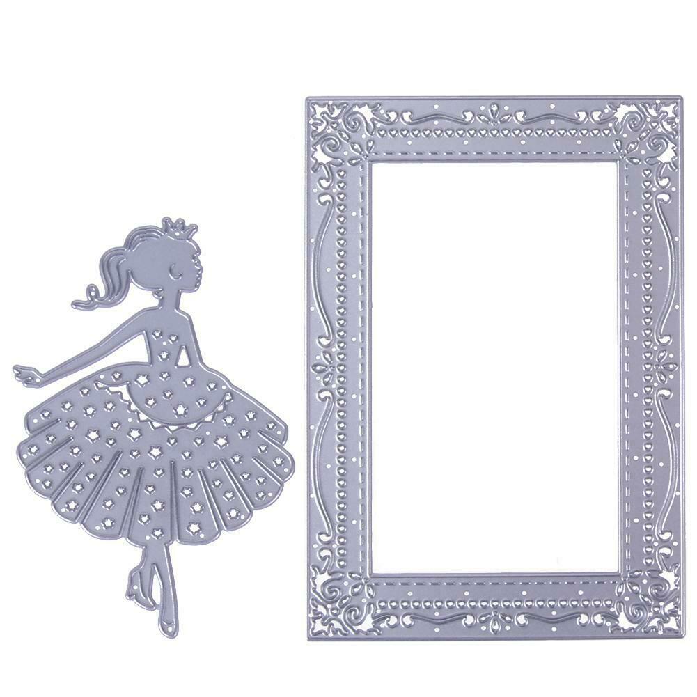 2pcs Metal Cutting Dies Dressing Girl DIY Scrapbook Embossing Stencil Craft @