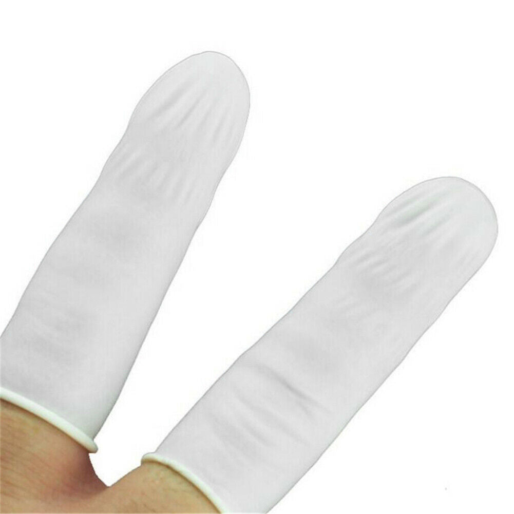 10pcs/set Disposable Finger Cots Nail Fingertips Protective Latex Gloves @