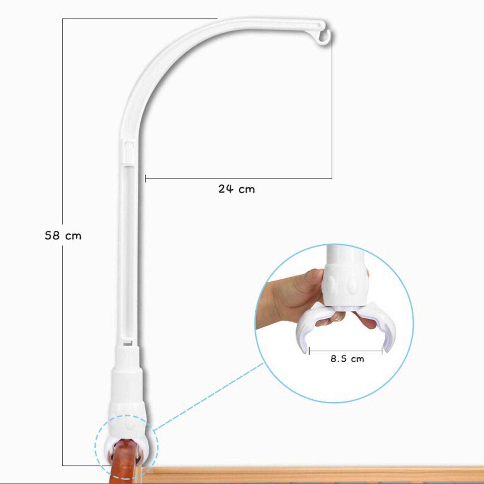 DIY Crib Arm Bracket Bed Bell Bracket Crib Cot Rotated Decoration No Screw