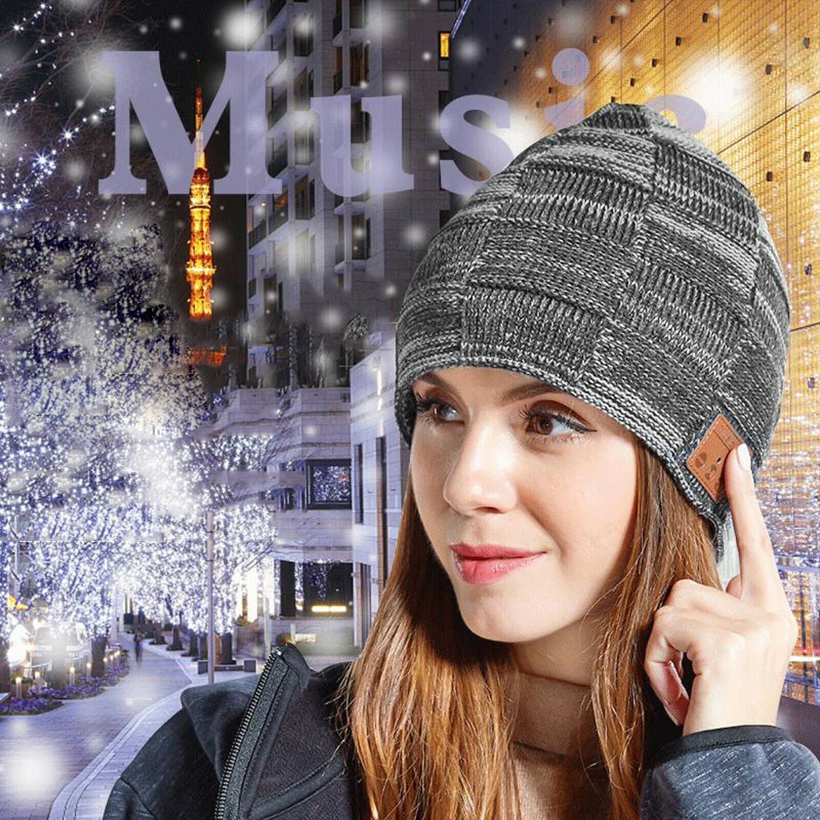 Thermal Bluetooth Knitted Beanie Music Wireless Knitting Hat Headphones
