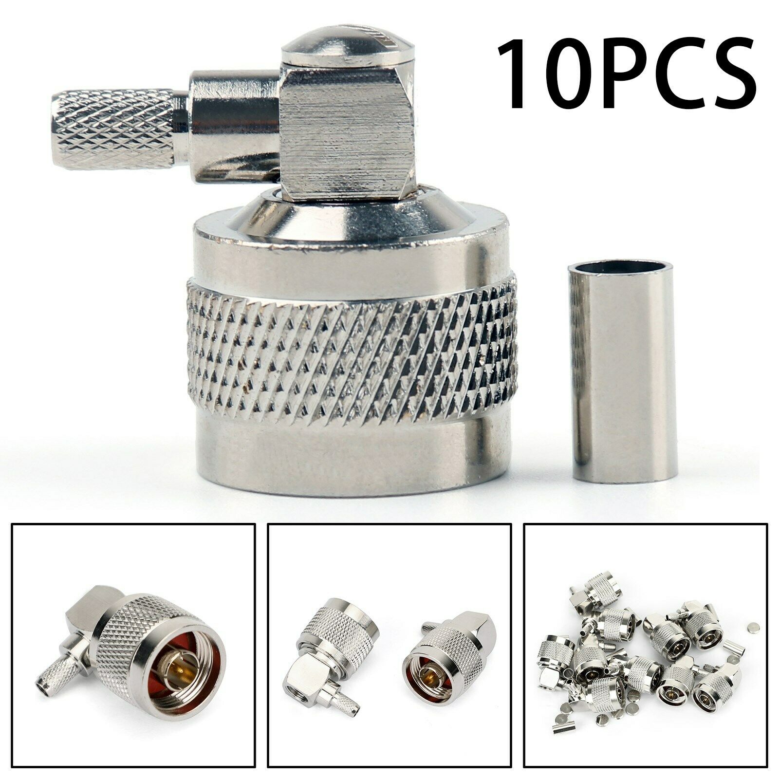10x Connector N Male Crimp 90¡ã RG58 RG142 LMR195 RG400 Cable Right Angle  UA